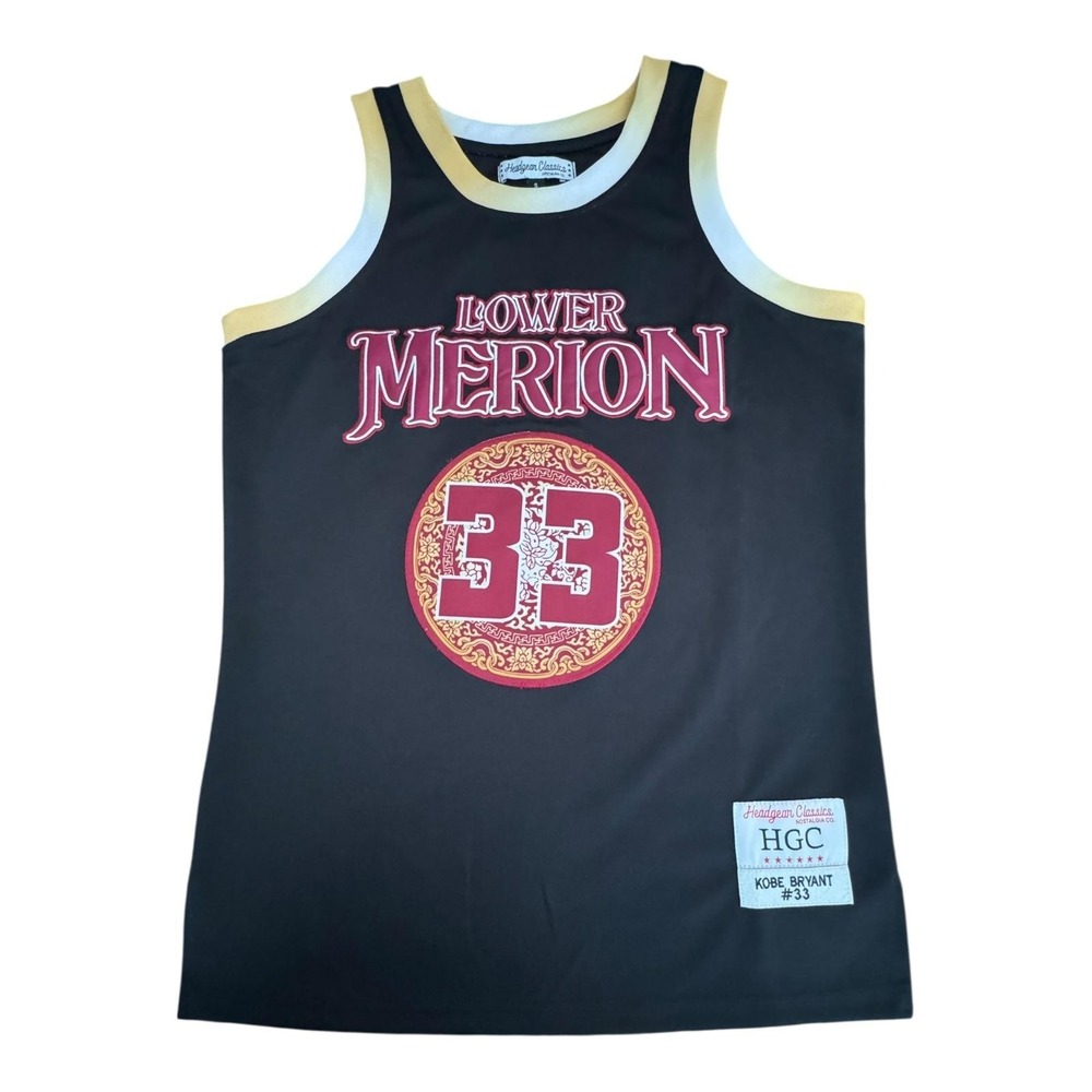 Lower Merion Aces Jersey Mens Small Black Basketball Headgear Classics 33 Bryant